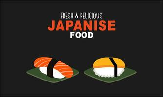 Jahrgang Sushi Poster Design mit Vektor Sushi Charakter