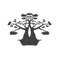 bonsai logotyp design. japansk mini små växt träd silhuett logotyp design vektor