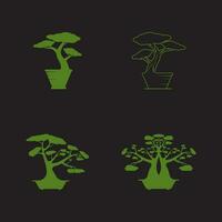 bonsai logotyp design. japansk mini små växt träd silhuett logotyp design vektor