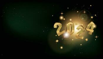 golden 2024 Zahlen glücklich Neu Jahr Schöne Grüße Karte vektor