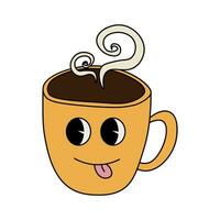 komisch groovig retro Clip Art Kaffee Tasse vektor