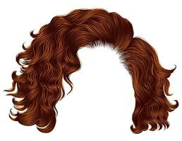 trendig kvinna lockigt hårstrån röd färger .frans. mode skönhet stil.realistisk 3d . vektor