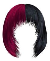 trendig kvinna hårstrån svart och röd färger . kare med frans . skönhet mode. realistisk 3d .färg, vektor