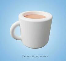 Weiß Tasse mit Schokolade trinken 3d Vektor Illustration
