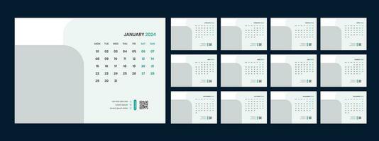 skrivbord kalender mall 2024 vektor