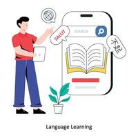 Sprache Lernen eben Stil Design Vektor Illustration. Lager Illustration
