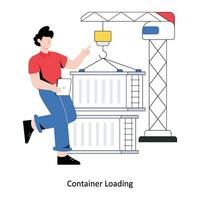 Container Wird geladen eben Stil Design Vektor Illustration. Lager Illustration