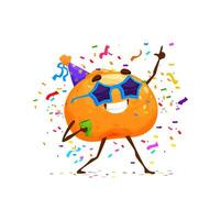 Karikatur Orange Obst Charakter auf Geburtstag Party vektor