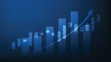 finansiell företag statistik med bar Graf och ljusstake Diagram visa stock marknadsföra pris på mörk blå bakgrund vektor