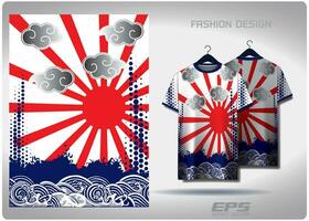 Vektor T-Shirt Hintergrund Bild.Meer Sonne Japan Muster Design, Illustration, Textil- Hintergrund zum T-Shirt