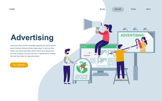 Moderna platta webbsidans mall för reklam och marknadsföring