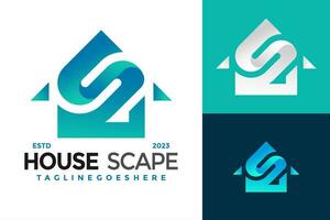 brev s hus scape logotyp design vektor symbol ikon illustration