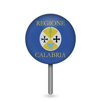 Karte Zeiger mit Kalabrien Flagge. Region von Italien. Vektor Illustration.