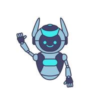 Roboter Charakter sagen Hallo Hallo Vektor Illustration. süß Roboter Karikatur