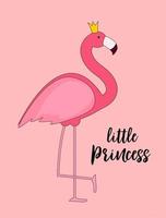 söt liten prinsessa abstrakt bakgrund med rosa flamingo vektorillustration vektor