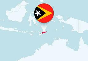 Asien mit ausgewählt Osten Timor Karte und Osten Timor Flagge Symbol. vektor