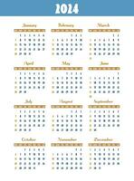 Kalender 2024 Jahr. Woche beginnt auf Sonntag. Design zum Planer, Drucken, Schreibwaren, Veranstalter. vektor