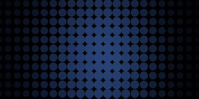 dunkelblauer Vektorhintergrund mit Kreisen. Illustration mit Satz von leuchtenden bunten abstrakten Kugeln. Muster für Tapeten, Vorhänge. vektor