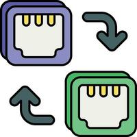 Ethernet hamn Färg översikt ikon design stil vektor