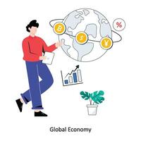 global ekonomi platt stil design vektor illustration. stock illustration