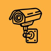 Sicherheit Kamera. cctv Überwachung System. Überwachung, bewachen Ausrüstung, Einbruch oder Raub Verhütung. Vektor Illustration isoliert auf Gelb Hintergrund.