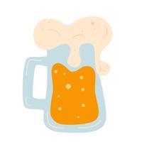Bierkrug mit Schaum. alkoholisches Getränk. schaumiger Krug goldenes Bier mit einer guten Schaumkrone, die über das Glas quillt. oktoberfest. Vektor-Cartoon-Illustration. vektor