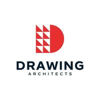 en unik logotyp kombination av de brev d och en byggnad. vektor