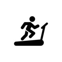 Mann Laufen auf Laufband Symbol. einfach solide Stil. laufen, Läufer, Fitnessstudio Ausrüstung, Fitness, Übung Maschine, Sport Konzept. schwarz Silhouette, Glyphe Symbol. Vektor isoliert auf Weiß Hintergrund. SVG.