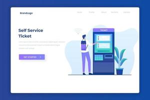 Self-Ticketing Service Illustration Landing Page Konzept vektor