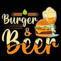 Burger und Bier T-Shirt Design Vektor