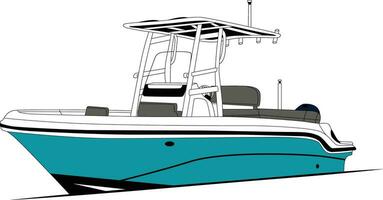 fiske båt linje teckning vektor och illustration och ett Färg.