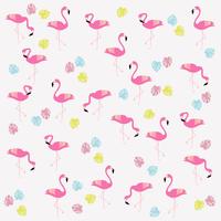 Flamingos med monstera lämnar sömlös mönsterbakgrund. Tropisk affischdesign vektor