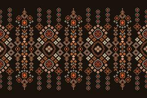 ethnisch geometrisch Stoff Muster Kreuz Stich.ikat Stickerei ethnisch orientalisch Pixel Muster braun Hintergrund. abstrakt, vektor, illustration. Textur, Kleidung, Rahmen, Dekoration, Motive, Seide Hintergrund. vektor