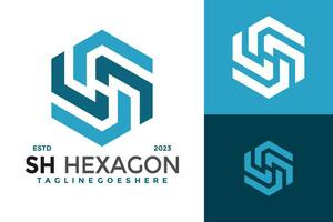 Brief s und h Hexagon Logo Design Vektor Symbol Symbol Illustration