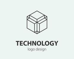 Technologie-Logo-Liniendesign. Logotyp für digitales Unternehmen. vektor