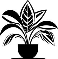 växter - svart och vit isolerat ikon - vektor illustration