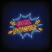 Mädchen Macht Neon Zeichen Stil Text Vektor