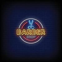 barber shop neonskyltar stil text vektor