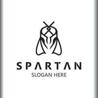 spartansk hjälm krigare logotyp mall. spartansk platt design vektor