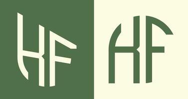 kreativ enkel första brev K F logotyp mönster bunt. vektor