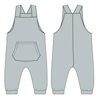 Kinder Latzhose Kleid Design Mode eben skizzieren Vektor Illustration Vorlage Vorderseite und zurück Ansichten. bekleidung Kleidung Design spotten oben Vorderseite und zurück Ansichten.