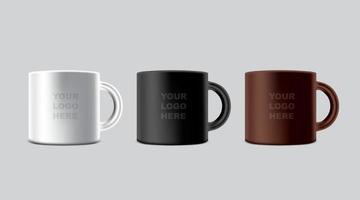 mugg för kaffe eller te och varm dryck. cup mockup mall för logotyp vektor