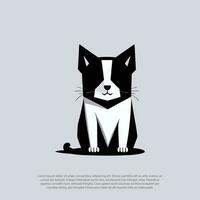 enkel Sammanträde svart och vit söt katt logotyp vektor främre se vänd de kamera, för sällskapsdjur affär logotyp, isolerat bakgrund