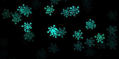 mörkblå, grön vektorbakgrund med virussymboler. vektor
