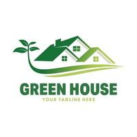grönt hus logotyp design vektor mall