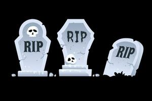 uppsättning av halloween vila i frid grav med skalle