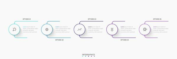 vektor infographic etikett designmall med ikoner och 5 alternativ eller steg. kan användas för processdiagram, presentationer, arbetsflödeslayout, banner, flödesschema, infograf.