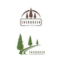 tall vintergröna gran hemlock gran barrträd ceder julgran logo design vektor