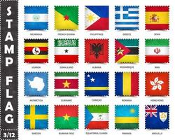 Stempel mit offiziellem Länderflaggenmuster und alter Grunge-Textur und Ländernamen. quadratische Form. Vektor. Set 3 von 12 dieser Serie. alle Nationalflaggen der Welt. vektor