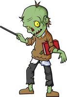 läskigt zombie lärare tecknad serie karaktär på vit bakgrund vektor